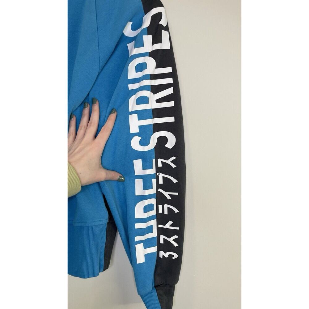 Adidas Japan Three Stripes Colorblock Pullover Sweatshirt Blue Women's Medium - Picture 5 of 13
